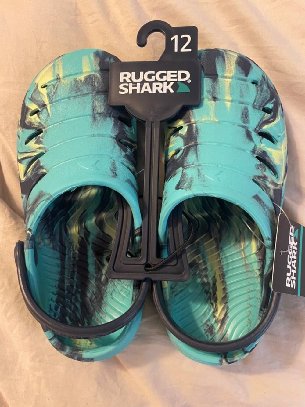 NWT Rugged Shark boys Size 12 Aqua Marbled Clogs | Gorpcore Coastal Water Shoes